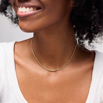10K Semi-Solid Gold Miami Curb Chain Made in Italy - 16"