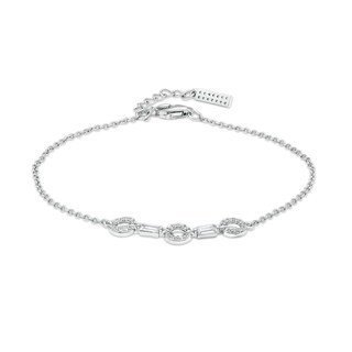 3mm Cubic Zirconia Alternating Link Bracelet in Sterling Silver – 7.5"