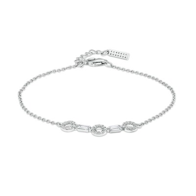 3mm Cubic Zirconia Alternating Link Bracelet in Sterling Silver – 7.5"