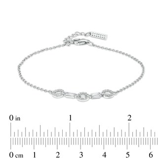 3mm Cubic Zirconia Alternating Link Bracelet in Sterling Silver – 7.5"