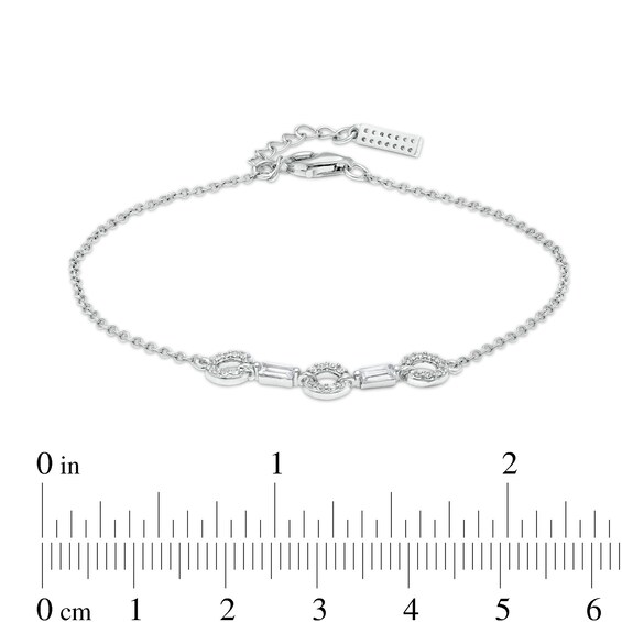 3mm Cubic Zirconia Alternating Link Bracelet in Sterling Silver – 7.5"