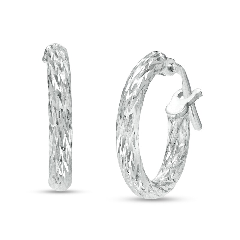 2mm Diamond-Cut Hoop Earring in Hollow Sterling Silver