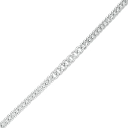 6.1mm Cubic Zirconia Curb Chain Bracelet in Sterling Silver – 7.25&quot;