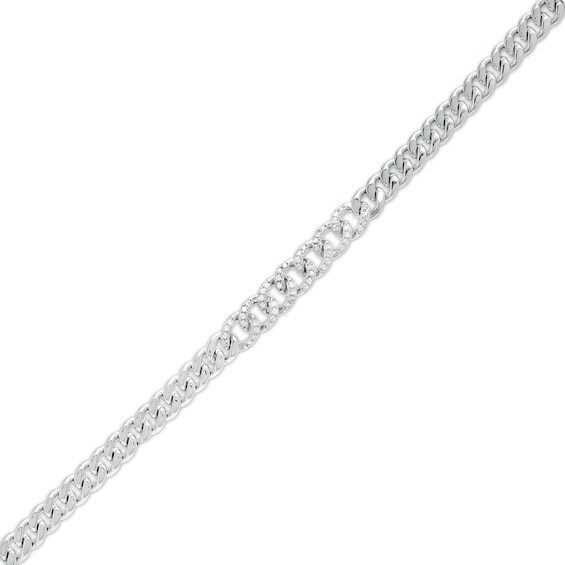 6.1mm Cubic Zirconia Curb Chain Bracelet in Sterling Silver – 7.25"