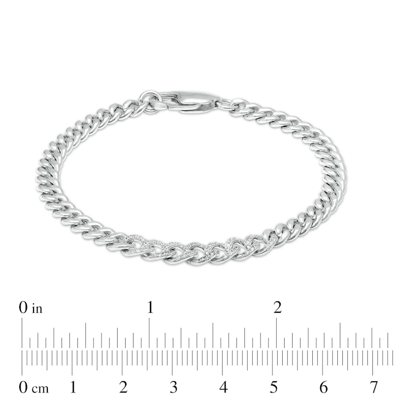 Main Image 2 of 6.1mm Cubic Zirconia Curb Chain Bracelet in Sterling Silver – 7.25"