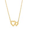 Thumbnail Image 0 of 1.1mm Diamond-Cut Double Heart Curb Chain Choker in 10K Gold