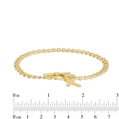 Made in Italy 5.2mm Fancy Chain Toggle Bracelet with Cross in 10K Hollow Gold - 7.5"