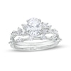 Thumbnail Image 1 of Oval Cubic Zirconia Scatter Bridal Set in Sterling Silver – Size 8