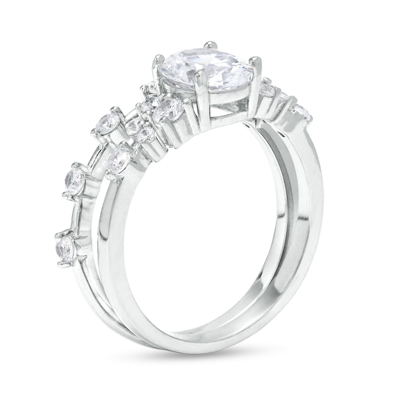 Main Image 2 of Oval Cubic Zirconia Scatter Bridal Set in Sterling Silver – Size 8
