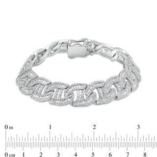 Men's Baguette and Round Cubic Zirconia Mariner Link Chain Bracelet in Sterling Silver – 8.5"