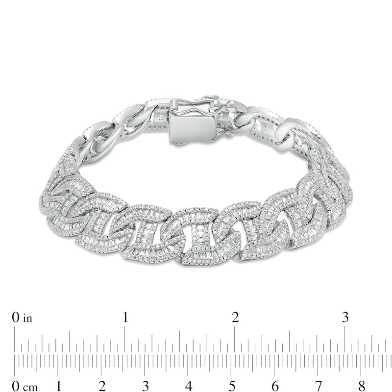 Men's Baguette and Round Cubic Zirconia Mariner Link Chain Bracelet in Sterling Silver – 8.5"