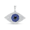 Thumbnail Image 0 of Cubic Zirconia, Lab-Created Black Spinel and Lab-Created Blue Sapphire Evil Eye Necklace Charm in Semi-Solid Sterling Silver