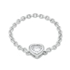 ​​​​​​​4mm Bezel-Set Cubic Zirconia Heart Chain Ring in Sterling Silver - Size 8