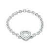 Thumbnail Image 1 of Sterling Silver CZ Bezel-Set Heart Chain Ring - Size 8