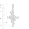 Cubic Zirconia Snake Wrap Cross Necklace Charm in Solid Sterling Silver