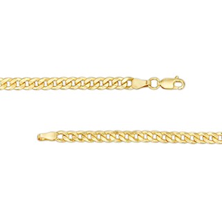 Made in Italy 4.6mm Cubic Zirconia Curb ID Chain Necklace in 10K Hollow Gold - 18"