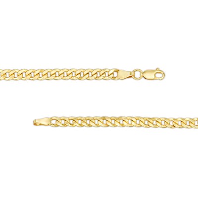 Made in Italy 4.6mm Cubic Zirconia Curb ID Chain Necklace in 10K Hollow Gold - 18"