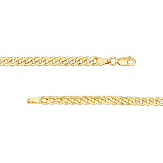 Made in Italy 4.6mm Cubic Zirconia Curb ID Chain Necklace in 10K Hollow Gold - 18"