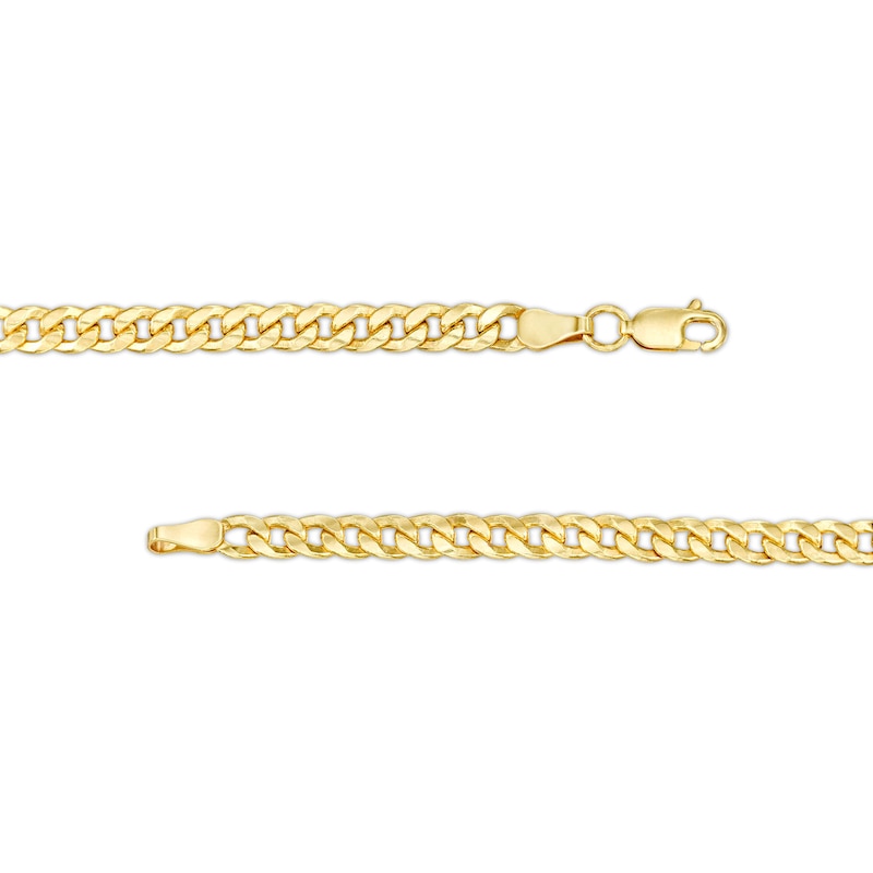 Made in Italy 4.6mm Cubic Zirconia Curb ID Chain Necklace in 10K Hollow Gold - 18"