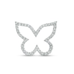 Cubic Zirconia Butterfly Outline Necklace Charm in Semi-Solid Sterling Silver