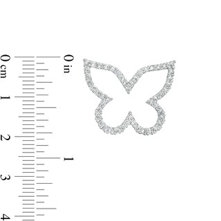 Cubic Zirconia Butterfly Outline Necklace Charm in Semi-Solid Sterling Silver