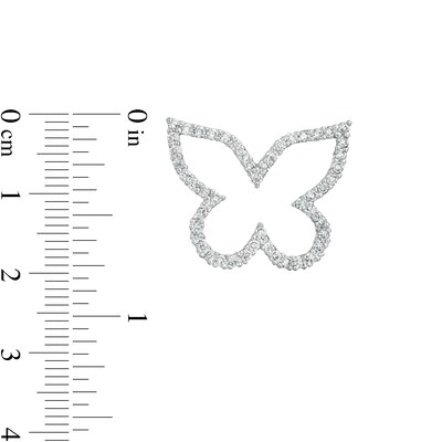 Cubic Zirconia Butterfly Outline Necklace Charm in Semi-Solid Sterling Silver