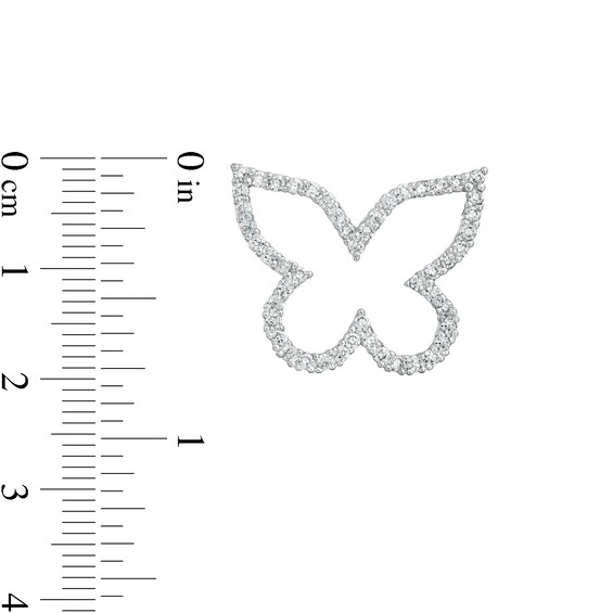 Cubic Zirconia Butterfly Outline Necklace Charm in Semi-Solid Sterling Silver