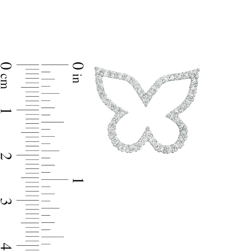 Cubic Zirconia Butterfly Outline Necklace Charm in Semi-Solid Sterling Silver