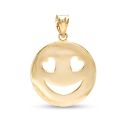 Heart Eyes Smiley Face Necklace Charm in 10K Gold Casting Solid