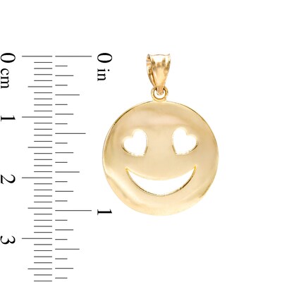 10K Gold Heart Eyes Smiley Face Necklace Charm