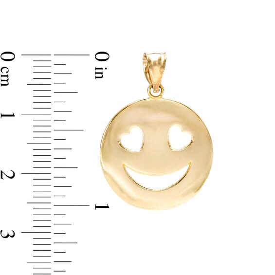 10K Gold Heart Eyes Smiley Face Necklace Charm