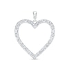 Thumbnail Image 1 of Baguette and Round Cubic Zirconia Heart Outline Necklace Charm in Semi-Solid Sterling Silver