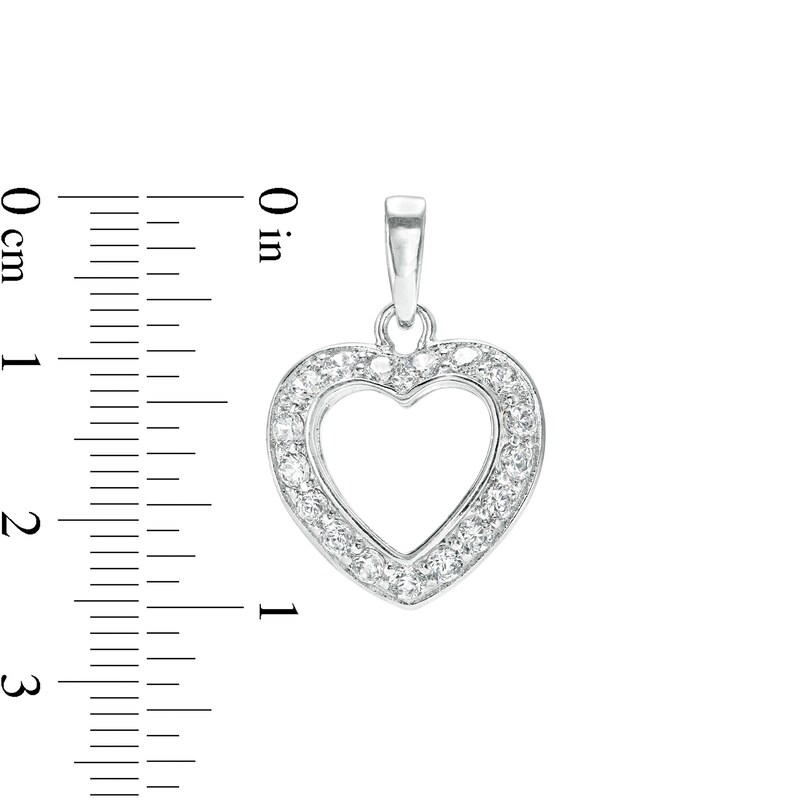 Main Image 2 of Cubic Zirconia Heart Outline Necklace Charm in Hollow Sterling Silver