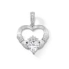 Thumbnail Image 1 of 6.0mm Heart-Shaped Cubic Zirconia Claddagh Heart Necklace Charm in Hollow Sterling Silver
