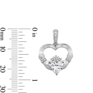 Solid Sterling Silver 6mm CZ Claddagh Heart Necklace Charm