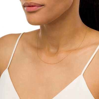 Made in Italy .8mm Beaded Chain Necklace in 10K Solid Gold - 18"