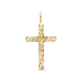 Diamond-Cut Textured Cross Necklace Charm in 10K Gold