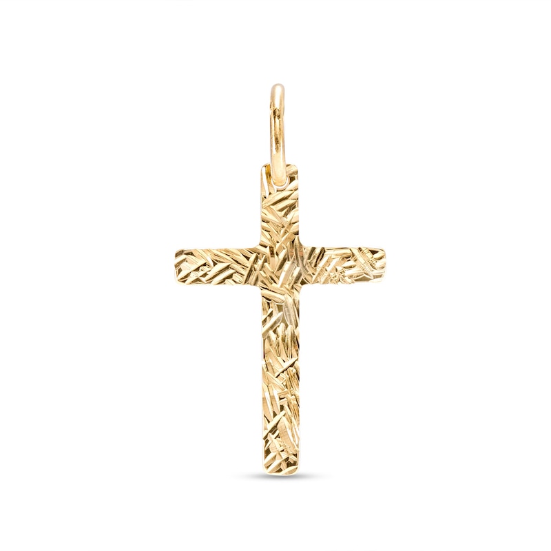 Diamond-Cut Textured Cross Necklace Charm in 10K Gold