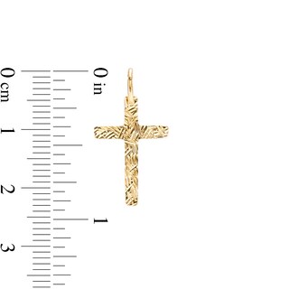 Diamond-Cut Textured Cross Necklace Charm in 10K Gold