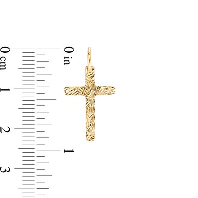 Diamond-Cut Textured Cross Necklace Charm in 10K Gold