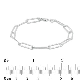 Made in Italy Hammered Rolo Chain Bracelet in Solid Sterling Silver - 7.5"