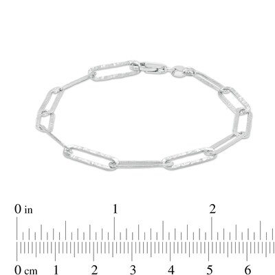 Made in Italy Hammered Rolo Chain Bracelet in Solid Sterling Silver - 7.5"