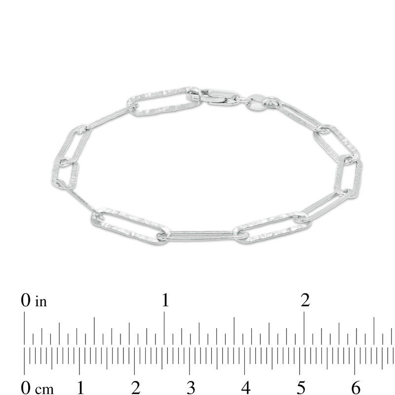 Main Image 2 of Made in Italy Hammered Rolo Chain Bracelet in Solid Sterling Silver - 7.5"