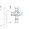 Cubic Zirconia 6-Stone Cross Necklace Charm in Hollow Sterling Silver