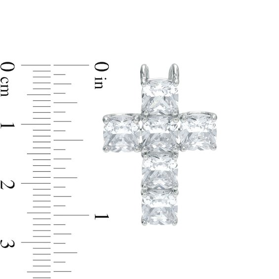 Cubic Zirconia 6-Stone Cross Necklace Charm in Hollow Sterling Silver