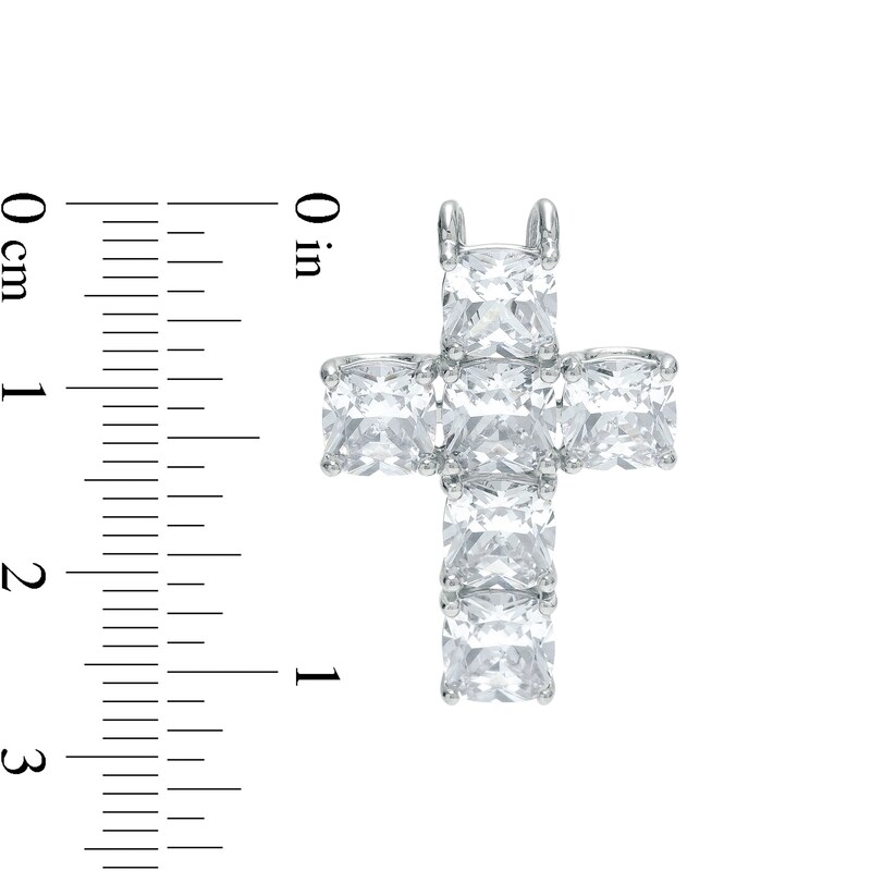 Cubic Zirconia 6-Stone Cross Necklace Charm in Hollow Sterling Silver