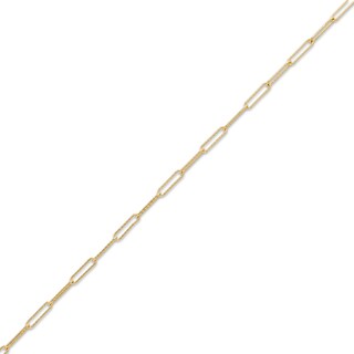 10K Solid Gold Diamond-Cut Paperclip Anklet Made In Italy