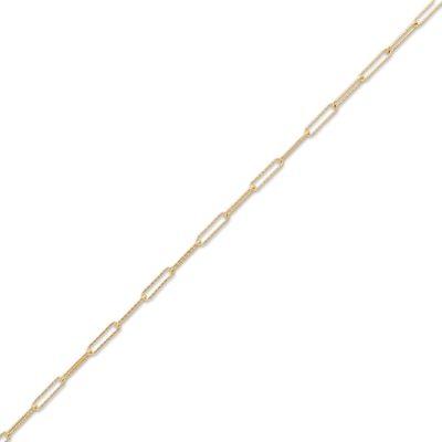 10K Solid Gold Diamond-Cut Paperclip Anklet Made In Italy