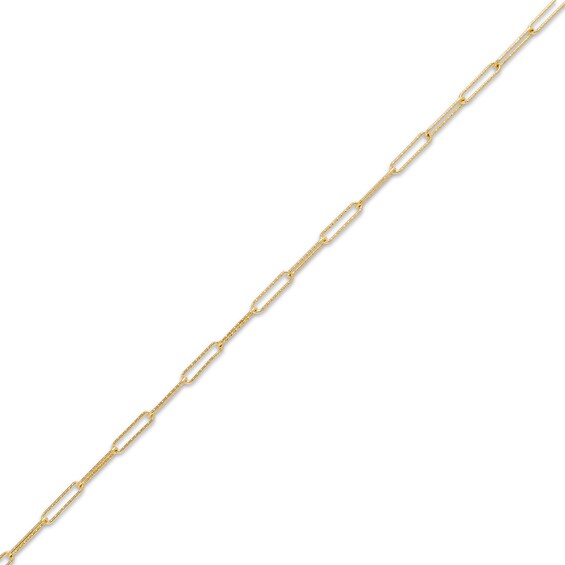 10K Solid Gold Diamond-Cut Paperclip Anklet Made In Italy