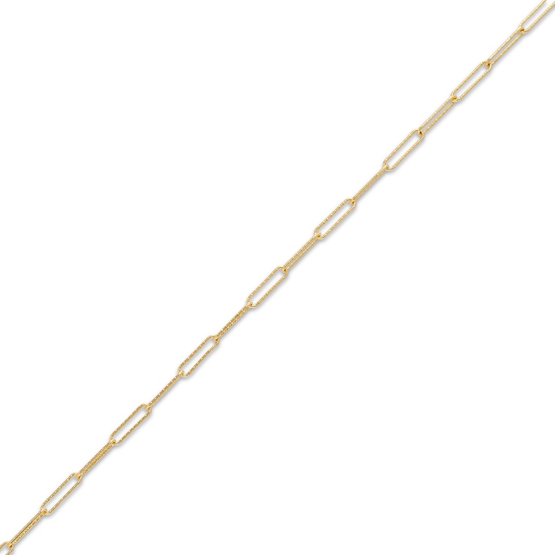 10K Solid Gold Diamond-Cut Paperclip Anklet Made In Italy